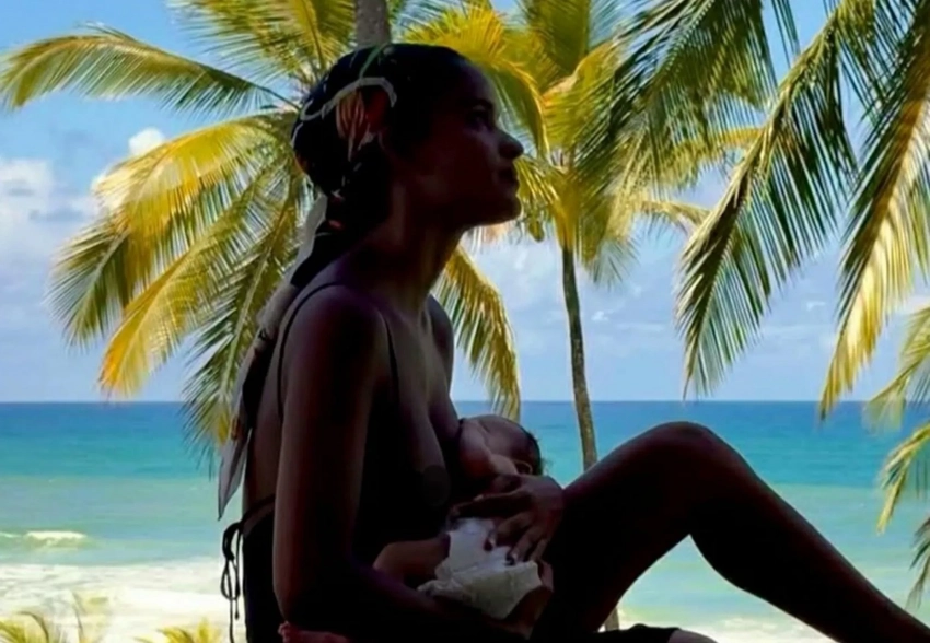 "Спасибо, любовь моя". Венсан Кассель поделился снимком своей девушки Нары Баптисты и сына Каэтано