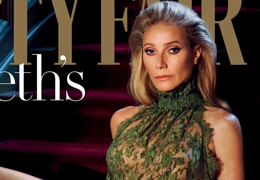 Гвинет Пэлтроу в "голом" платье снялась для обложки Vanity Fair и рассказала о материнстве