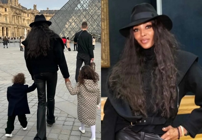 Наоми Кэмпбелл посетила Лувр вместе с детьми