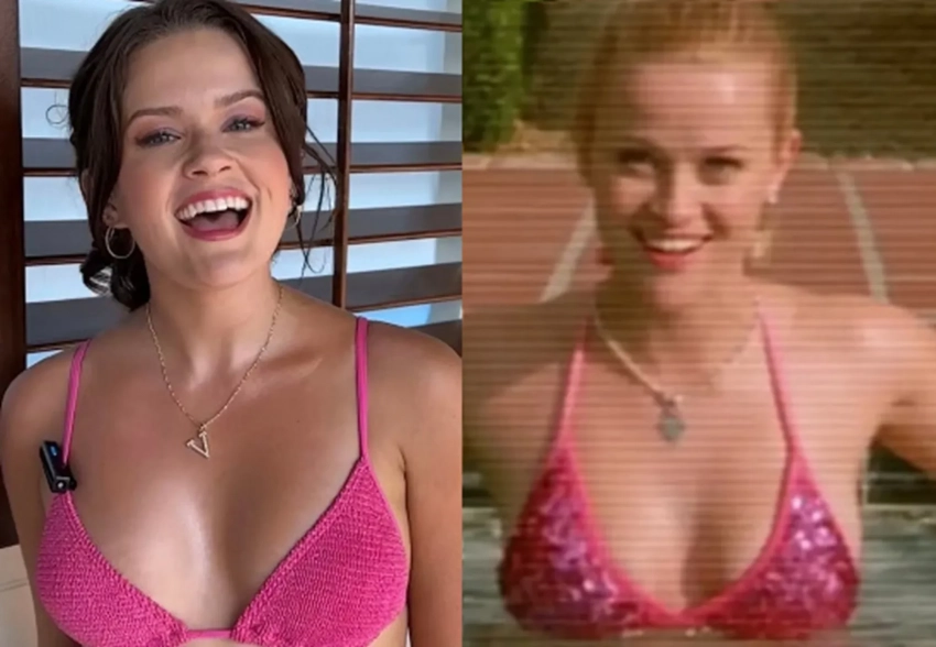 Дочь Риз Уизерспун дебютировала в кино, повторив её образ в бикини из "Блондинки в законе"