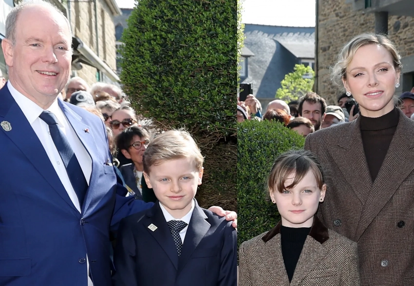 Князь Монако Альбер II и княгиня Шарлен вышли в свет с детьми в парных образах