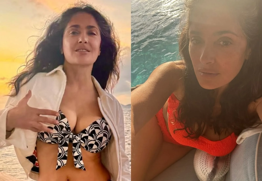 Сальма Хайек отдыхает на яхте в бикини