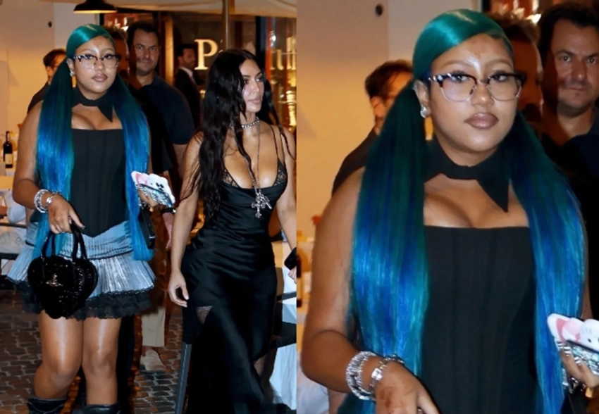 12-летнюю дочь Ким Кардашьян и Канье Уэста засняли во время семейного ужина в Риме