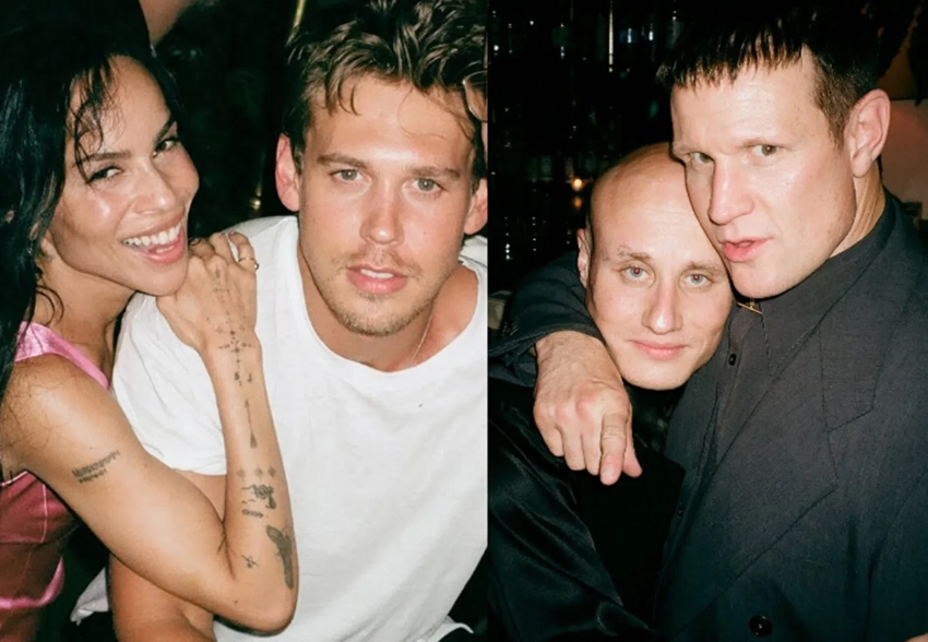 Юрий Колокольников, Никита Кукушкин*, Зои Кравиц и Остин Батлер на афтепати премьеры фильма "Пойман с поличным" Даррена Аронофски